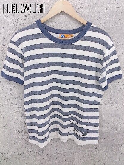 ◇ BEAMS ビームス disney ミッキーマウス ボーダー 半袖 Tシャツ カットソー M ネイビー ホワイト # 【1002798789838】