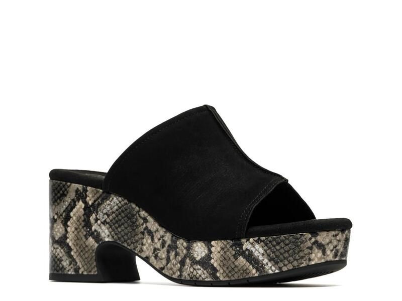 クラークス レディース シューズ サンダル プラットフォーム Clarks Nerisa Vine Platform Sandal Black Snake Print ブラック