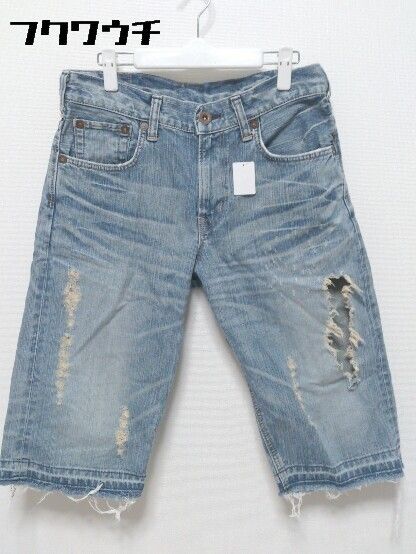 ◇ EDWIN エドウィン ダメージ加工 ハーフ カットオフ ジーンズ デニム パンツ 30サイズ インディゴ メンズ 【中古】 【1002798758568】