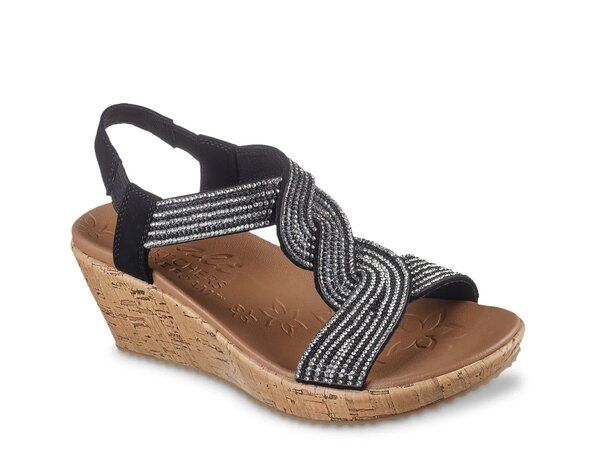 スケッチャーズ レディース シューズ サンダル Skechers Beverlee Wedge Sandal Black ブラック