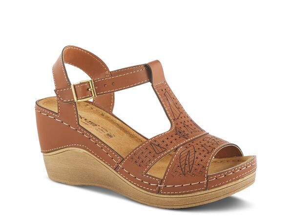 フレクサス レディース シューズ サンダル Flexus by Spring Step Natala Wedge Sandal Camel Brown ブラウン