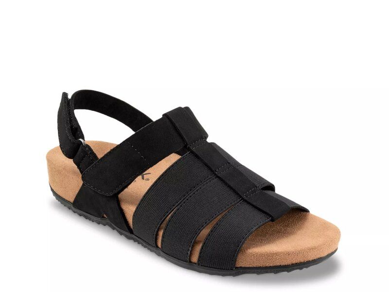 ソフトウォーク レディース シューズ サンダル Softwalk Burnaby Sandal Black Nubuck Leather ブラック