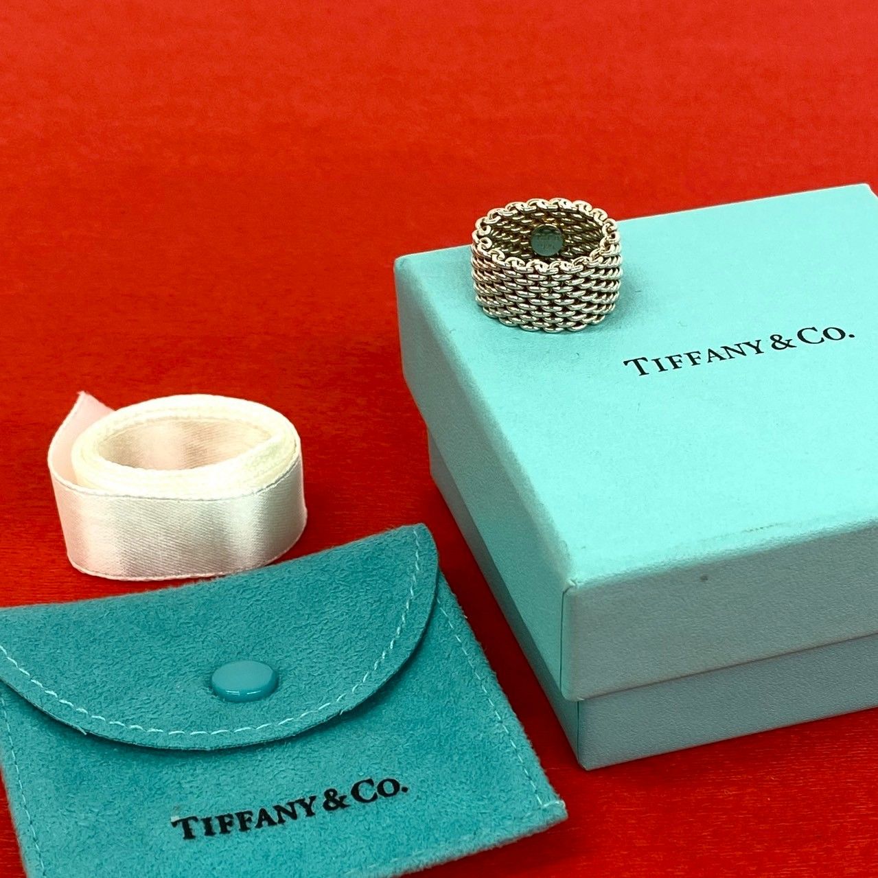 極 美品 箱 袋付き TIFFANY&Co. ティファニー ヴィンテージ サマセット リング シルバー925 8号 指輪 アクセサリー シルバー 54532