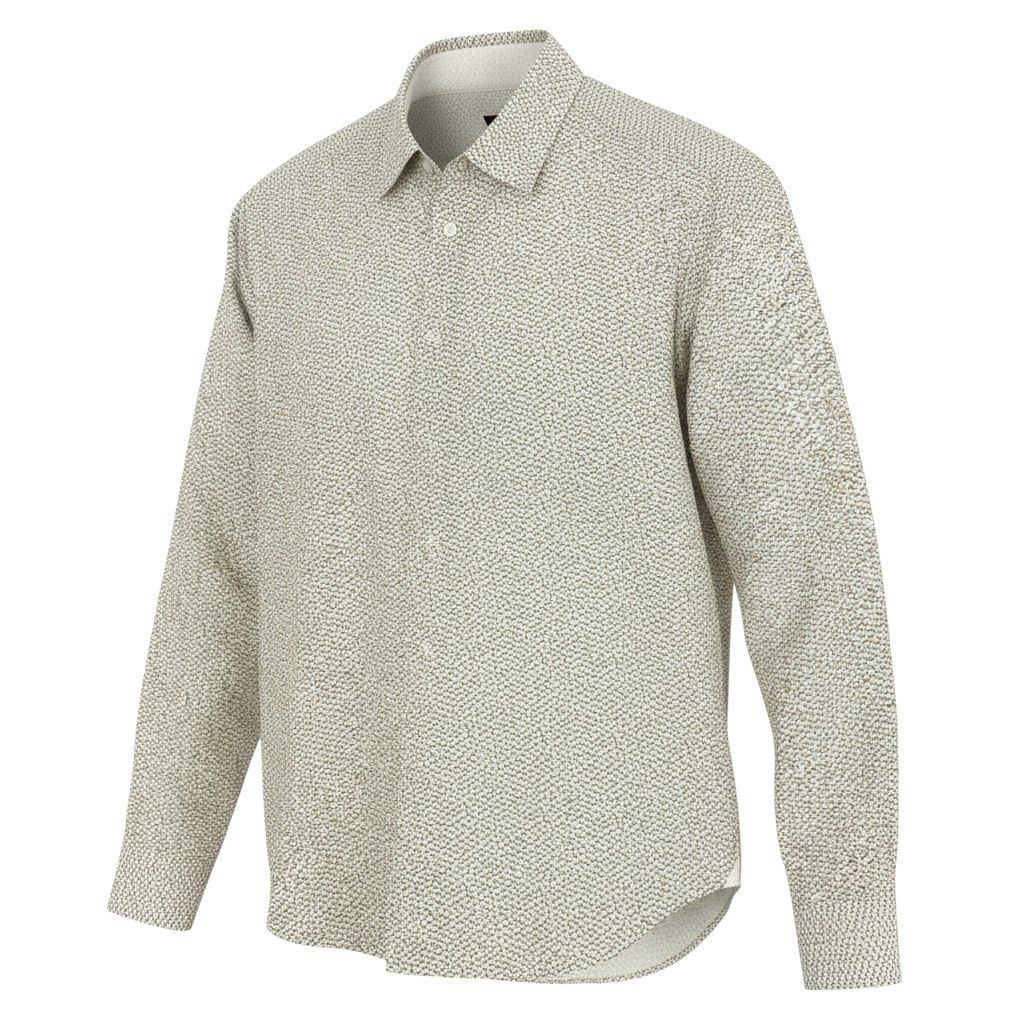 25e14 LOUIS VUITTON ルイヴィトン ロングスリーブシャツ コットンシャツ 総柄 イタリア製 Mサイズ ホワイト カーキ コットン100％ メンズ 男性用u02t