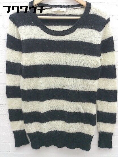 ◇ green label relaxing UNITED ARROWS ボーダー ウール ニット 長袖 セーター ベージュ ブラック レディース 【中古】 【1002798884595】