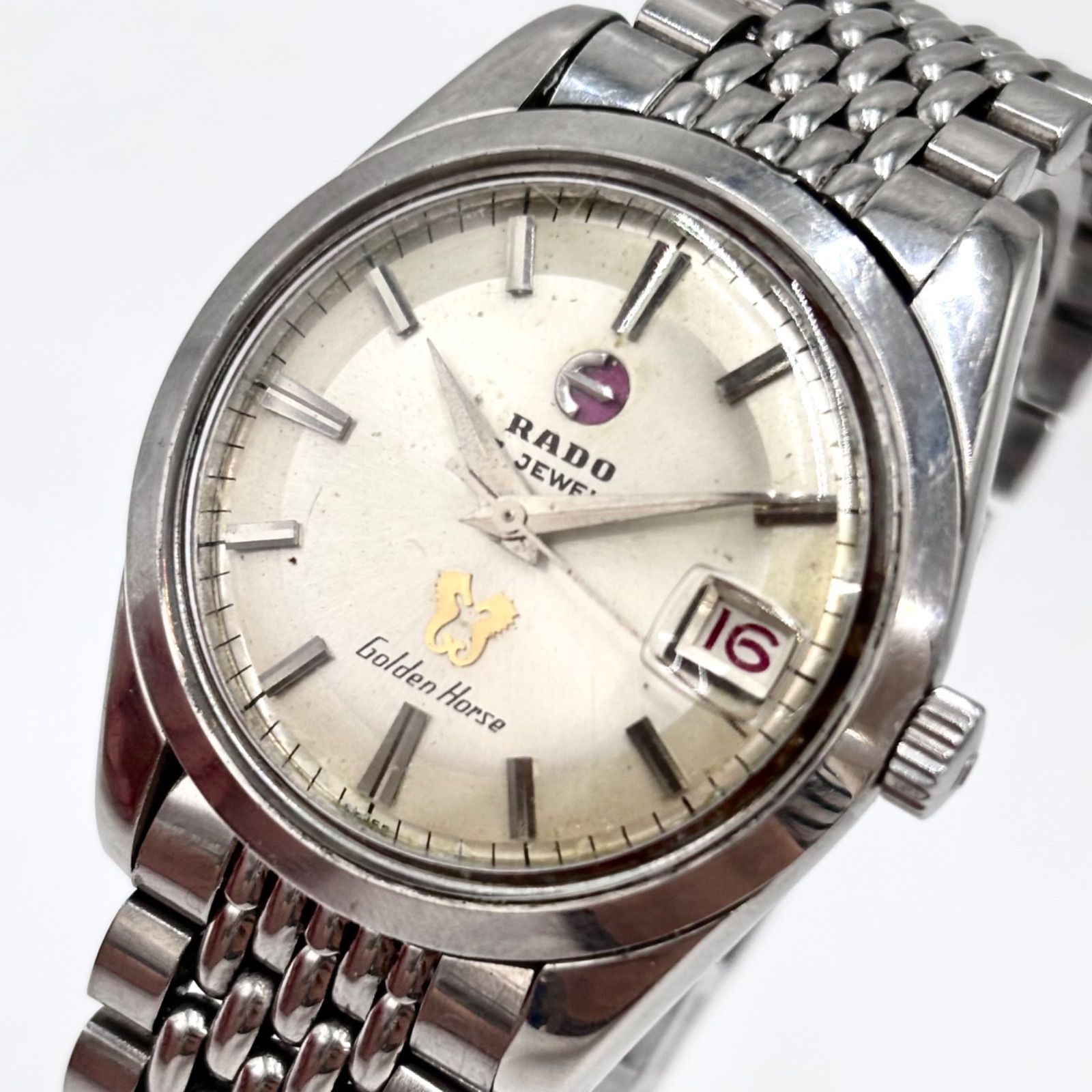 【稼働/純正ブレス】RADO/ラドー Golden Horse/ゴールデンホース 57石 腕時計 自動巻き/AT デイト ライスブレス vintage