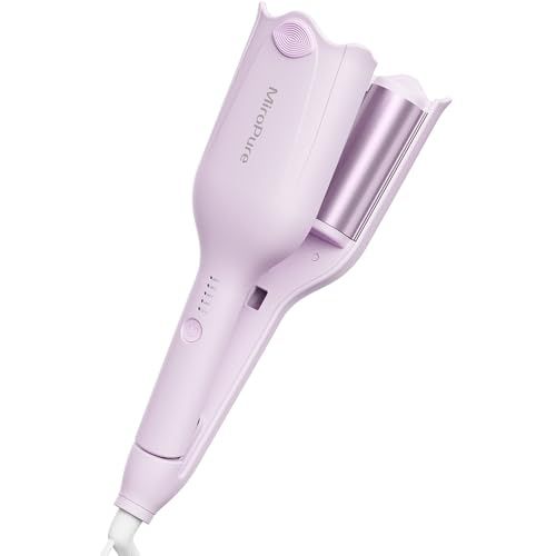 MiroPure ヘアアイロン カール ウェーブアイロン 34? 挟むだけで可愛い カールアイロン 実現 140℃?200℃ 千万級マイナスイオン吹出 やけど防止 初心者向けカールアイロン プレゼントも最適 海外対応 PSE認証済 日本語取扱 55f10cf3