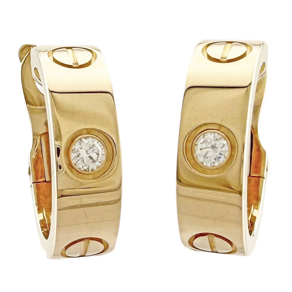 カルティエ クラシックモデル ラブ フープ ピアス 18金 K18イエローゴールド ダイヤモンド レディース CARTIER 中古 カルティエ