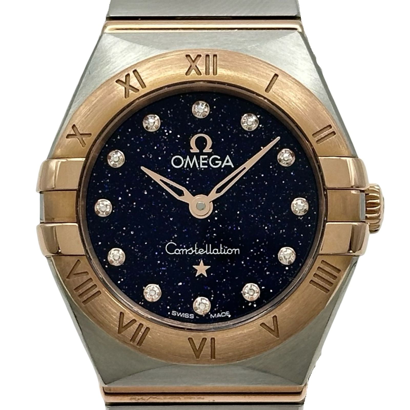 オメガ OMEGA コンステレーション マンハッタン ブラッシュクォーツ 131.20.25.60.3.002 ブルー ピンクゴールド/ステンレススチール クオーツ レディース 腕時計