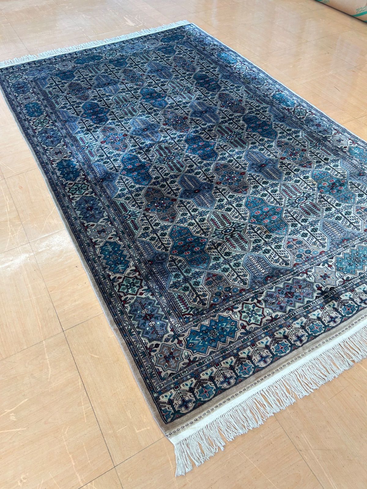 パキスタン絨毯　高級ウールラグ　ヴィンテージラグ　幾何学模様　大判　約260×155㎝