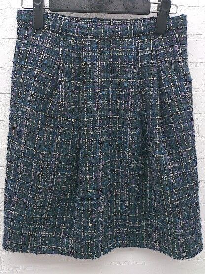 ◇ BEAMS LIGHTS ビームス ライツ チェック 膝丈 タイト スカート 36 グリーン マルチカラー * 1002799134569 【中古】 【1002799134569】