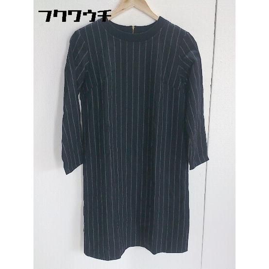 ◇ OPAQUE オペーク ストライプ 長袖 ミニ ワンピース 36サイズ ネイビー レディース 【中古】 【1002799011389】