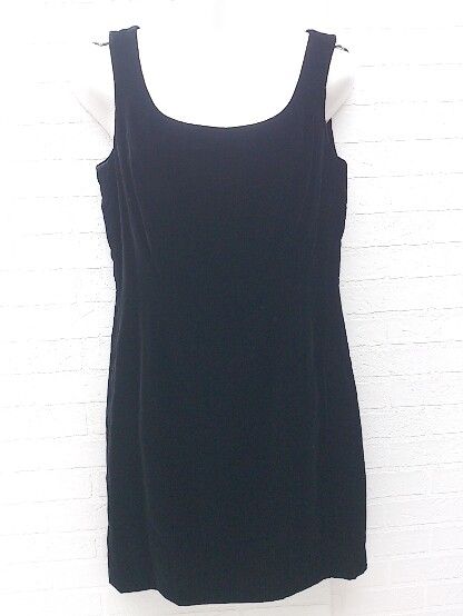 ◇ J&R ジェイ＆アール ベロア ノースリーブ 膝丈 ワンピース M ブラック * 1002799222365 【中古】 【1002799222365】
