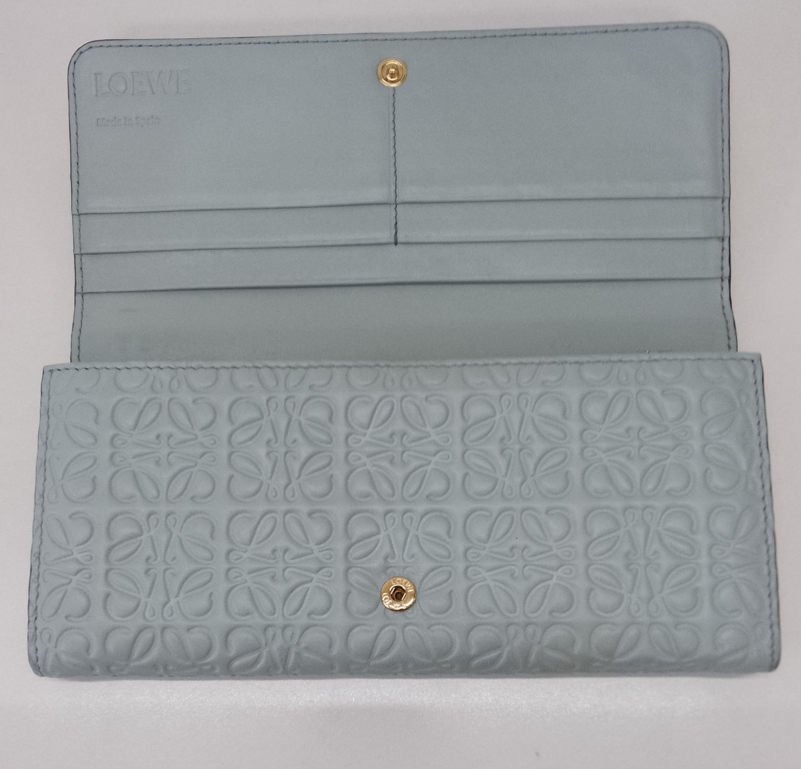 ARC09 ロエベ 極美品 リピートアナグラム フラップ長財布 ゴールド金具 