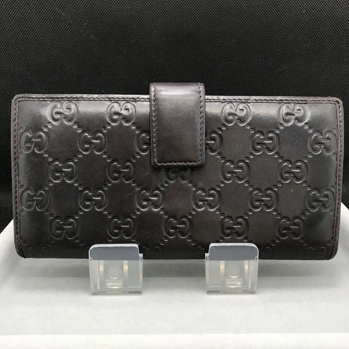 GUCCI　グッチ　長財布　シマレザー　メイフェア　インターロッキング　リボン　ダークブラウン系　1751