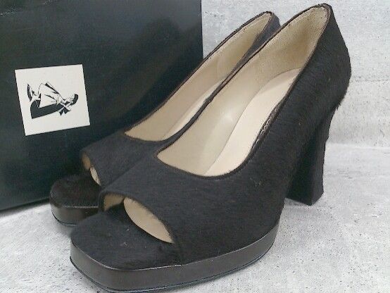 ◇ BOUTIQUE OSAKI ブティックオーサキ オープントゥ パンプス 23 ブラック * 【1002799848251】