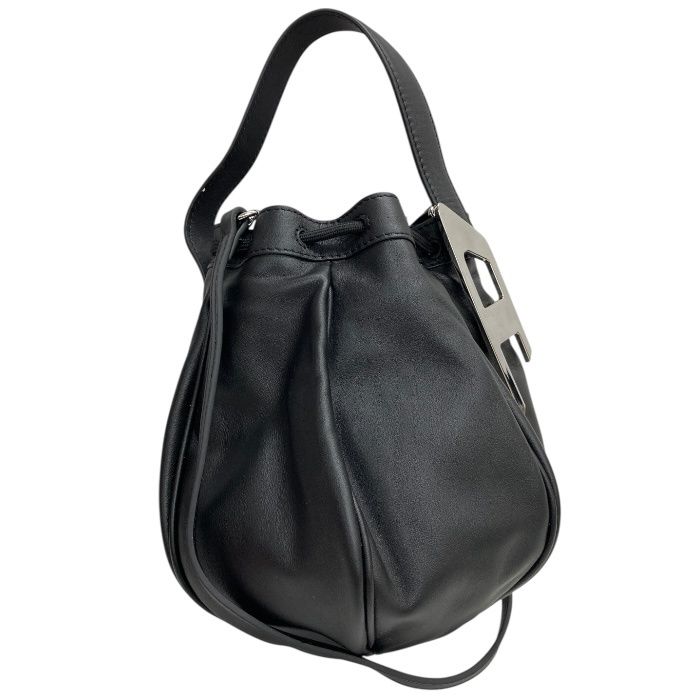 美品/DIESEL/ディーゼル/レザー/ネリー/2WAY巾着ショルダーバッグ/ハンドバッグ/ブラック/収納袋付き/レディース/FB4129