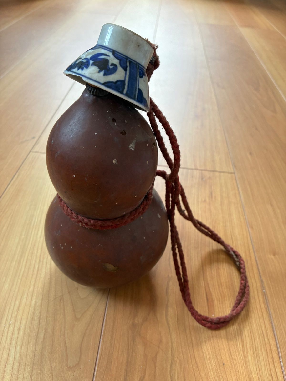 古道具】天然 瓢箪水筒 紐・盃付き ひょうたん 酒器 縁起物