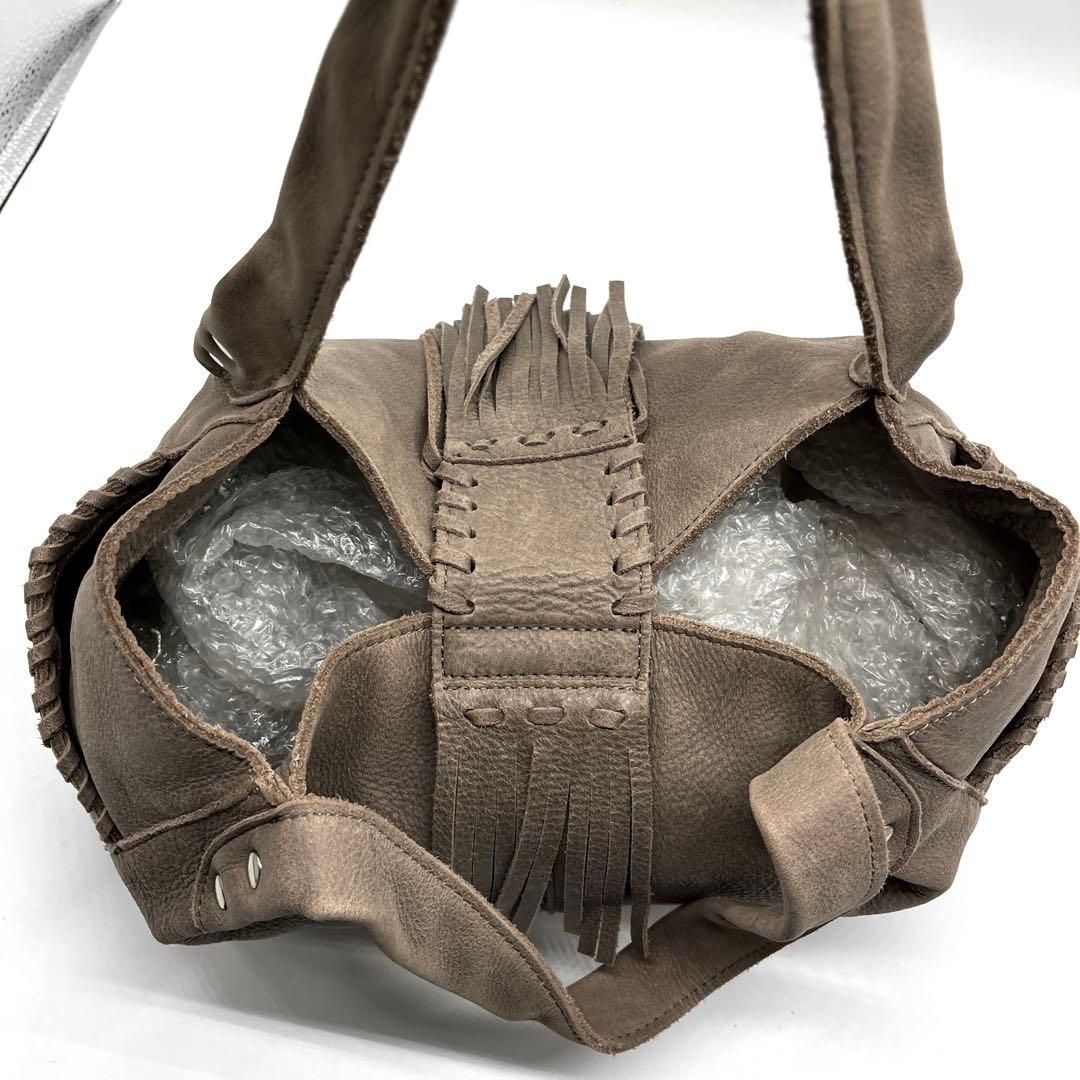 TRES chouette archive y2k grunge boho leather tote bag fringe