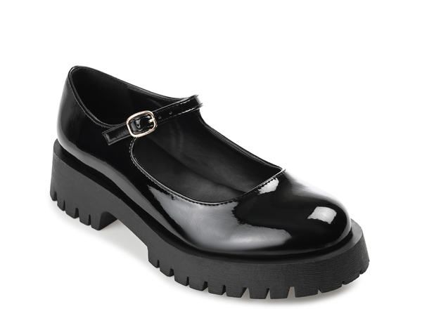 ジュルネ コレクション レディース シューズ パンプス Journee Collection Kamie Mary Jane Flat Black Patent Synthetic ブラック