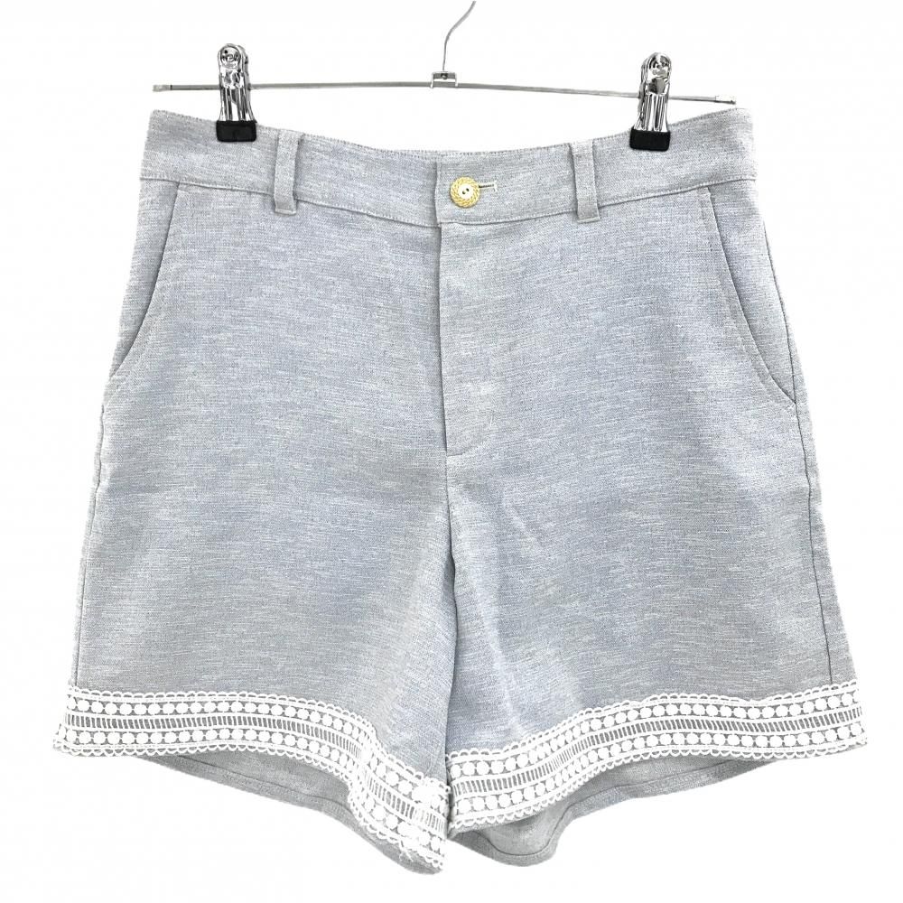 【超美品】ビームスゴルフ ショートパンツ ライトブルー×白 裾レース レディース M ゴルフウェア BEAMS GOLF
