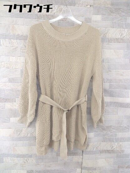 ◇ ◎ GLOBAL WORK グローバルワーク 長袖 膝丈 ニット ワンピース サイズL ベージュ レディース 【中古】 【1103030009391】