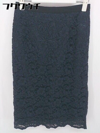 ◇ ELFORBR エルフォーブル サイドジップ レース 膝丈 タイト スカート サイズ36 ネイビー レディース 【中古】 【1103040004614】