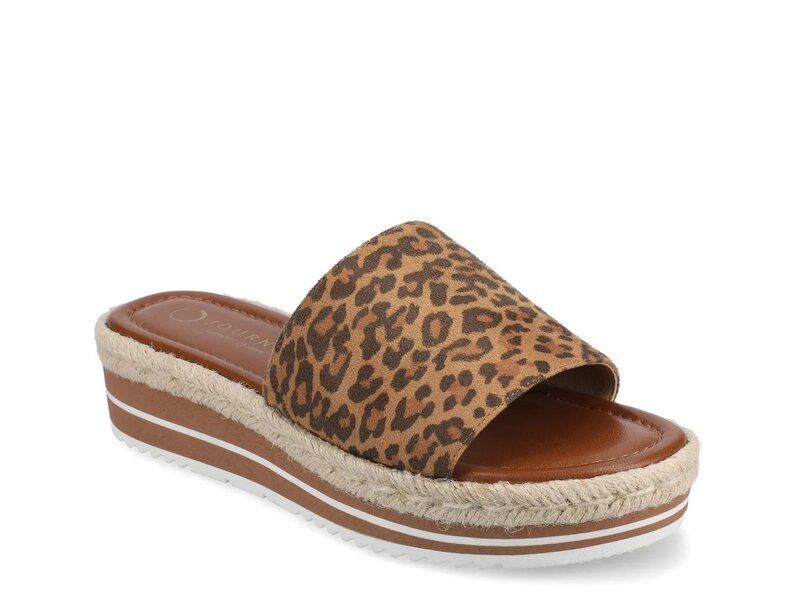 ジャーニー レディース シューズ サンダル Journee Rosey Slide Sandal Dark Brown Leopard Print ブラウン