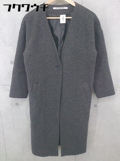■ RAY CASSIN FAVORI レイカズンフェバリ 長袖 ノーカラーコート サイズF ダークグレー レディース 【中古】 【1103050001290】