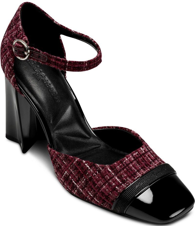 カール ラガーフェルド レディース シューズ ヒール アンクル KARL LAGERFELD PARIS Sapphira Plaid Block Heel Ankle Wrap Pumps WineBlack ブラック 11,085円