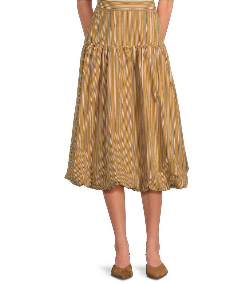 エーラブズエー レディース ボトムス スカート A ライン ミディ A Loves A Pinstripe Woven Mid Rise Drop Waist ALine Bubble Hem Coordinating Midi Skirt Taupe トープ