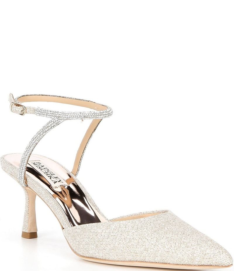 バッジェリーミシュカ レディース シューズ パンプス ラップワンピース アンクル Badgley Mischka Autumn Glitter Rhinestone Embellished Ankle Wrap Dress Pumps Champagne Gl