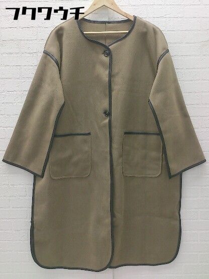 ■ Junoah ジュノア 2B 長袖 パイピング コート サイズ28 ブラウン レディース 【中古】 【1103040008520】