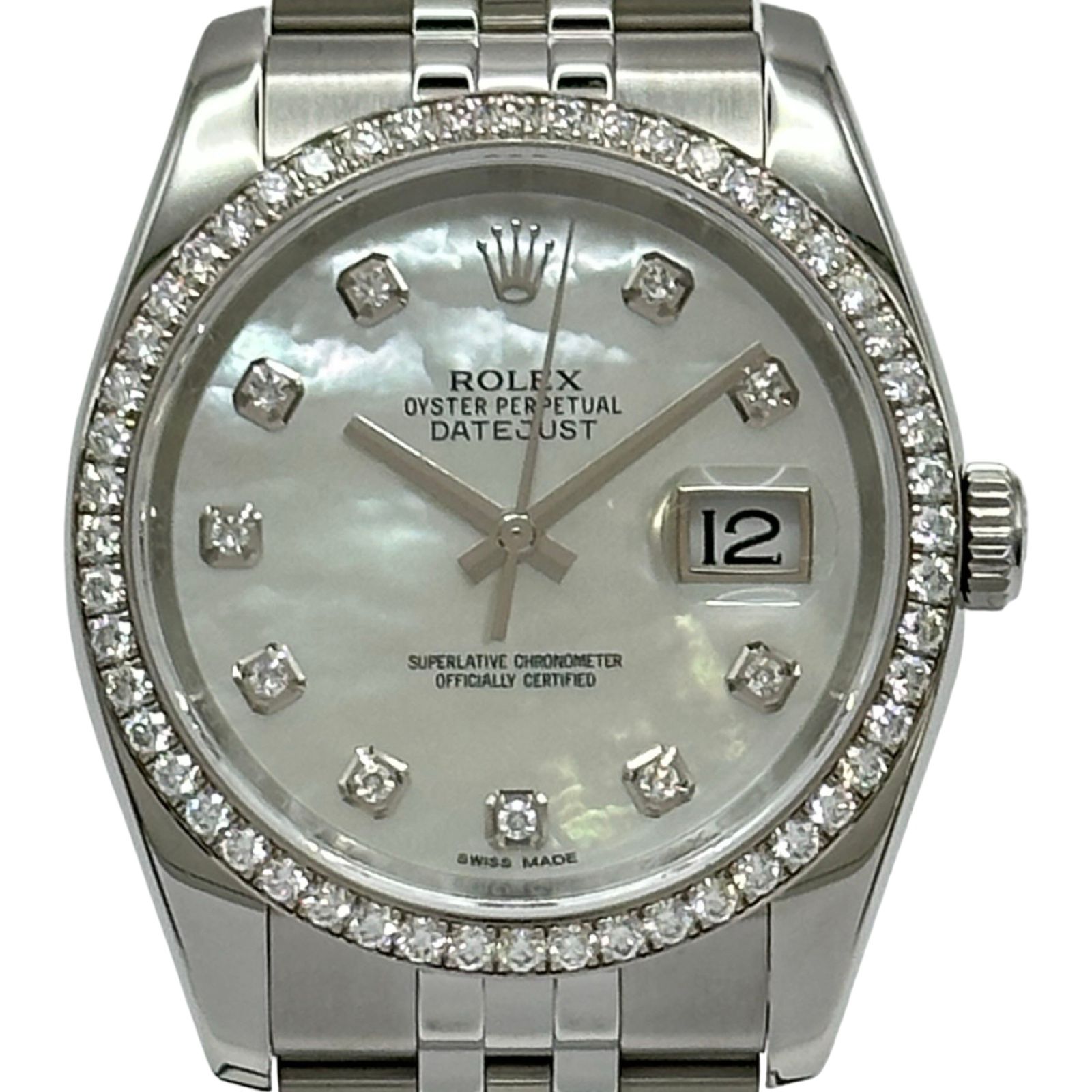 ロレックス ROLEX デイトジャスト36 116244NR ホワイトシェル ホワイトゴールド/ステンレススチール 自動巻き メンズ 腕時計
