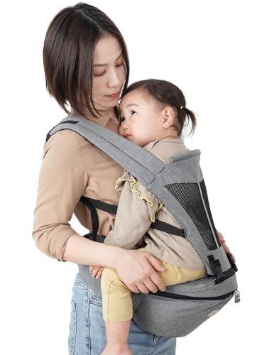 【保育士推薦×ベビモこどもに掲載】ヒップシート 抱っこ紐 抱っこひも だっこひも おんぶ紐 ベビーキャリア ウエストポーチ バッグ 赤ちゃん plaisiureux（プレジュール） (グレー)koe