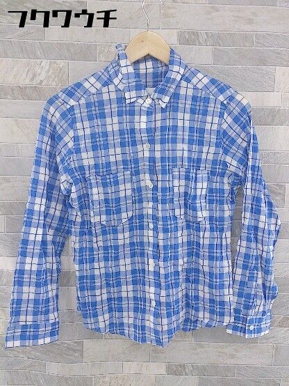 ◇ ADAM ET ROPE アダムエロペ チェック 長袖 シャツ サイズ38 ブルー ホワイト レディース 【中古】 【1104010007093】