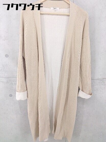 ◇ ◎ NATURAL BEAUTY BASIC ウエストリボン付き 長袖 ニット カーディガン サイズM ベージュ系 レディース 【中古】 【1104020000794】