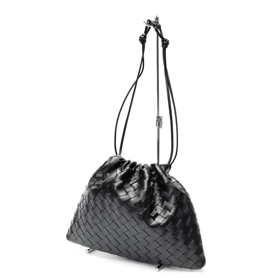 ボッテガヴェネタ / BOTTEGA VENETA ダストバッグ / ショルダーバッグ 796728 イントレチャート カーフ レザー ブラック 【未使用同様】