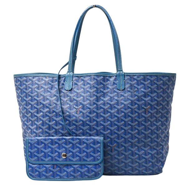 ゴヤール バッグ レディース メンズ サンルイPM トートバッグ ブルー PVC×キャンバス×レザー GOYARD 中古