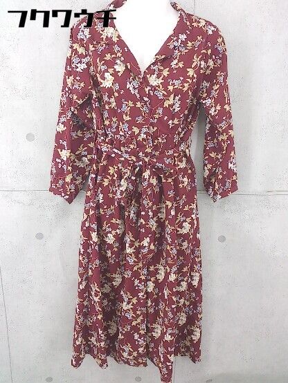 ◇ ◎ mysty woman ミスティウーマン 長袖 ロング ワンピース レッド系 マルチ レディース 【中古】 【1104020003115】