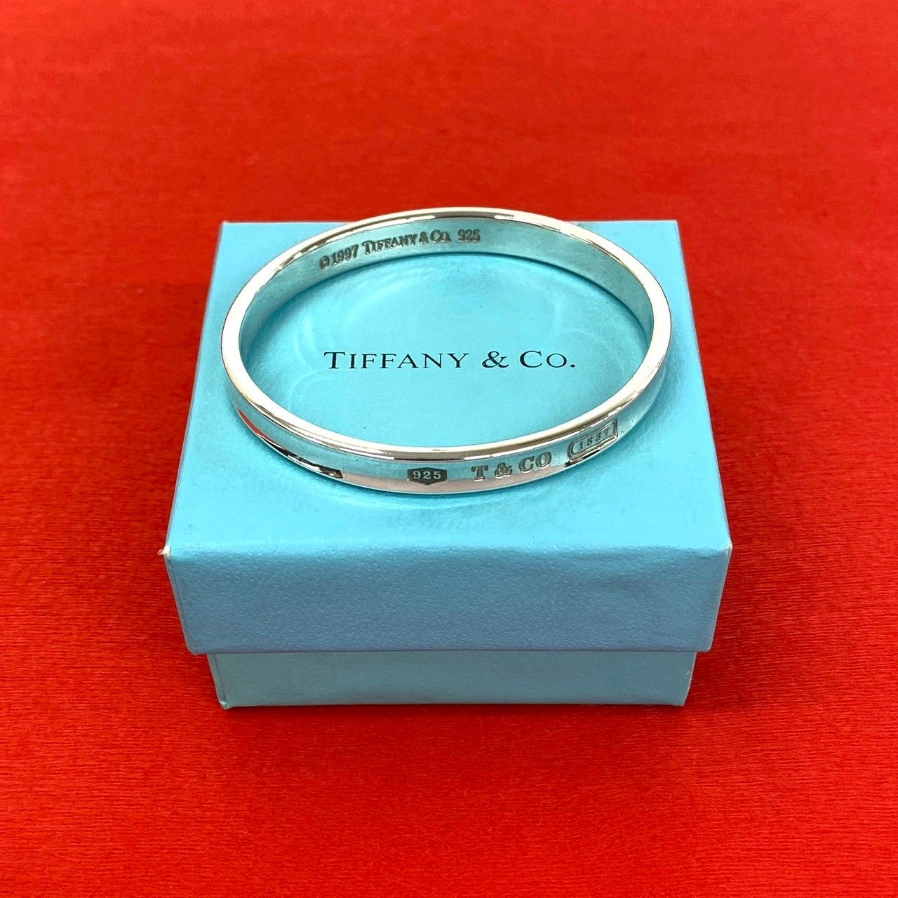 極 美品 TIFFANY&Co. ティファニー ナロー バングル シルバー925