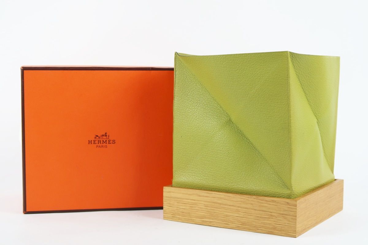 【美品】HERMES エルメス ズールー ケース 小物入れ □E刻 レザー×ウッド【QF62】