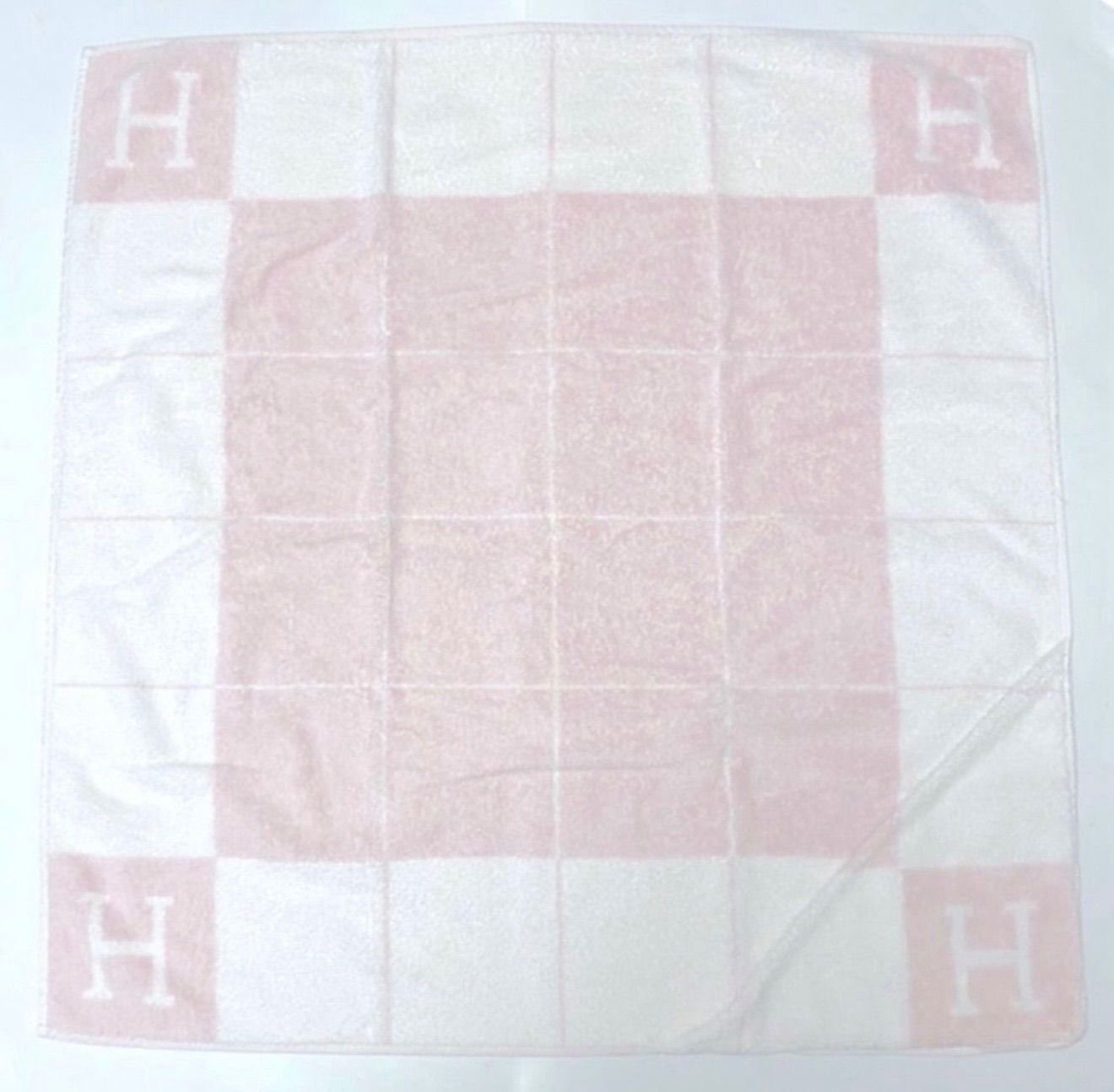 今回も早い者勝ち! 参考価格¥40,700!フランス製【美品】エルメス Hロゴ バスラップ アヴァロン おくるみ ベビータオル バスタオル ピンク コットン100% 2A48