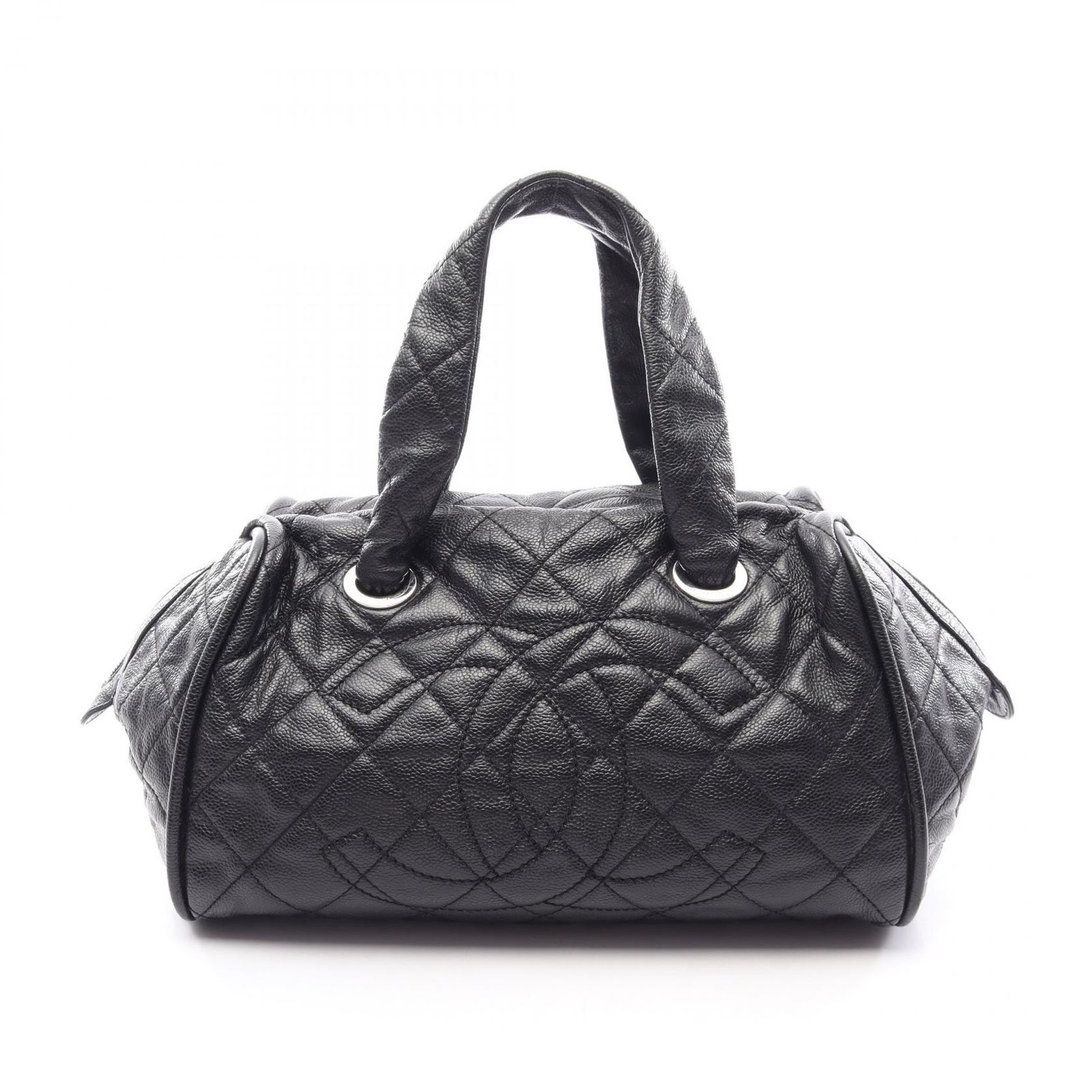 シャネル CHANEL トートバッグ マトラッセ ブラック キャビアスキン(グレインドカーフ) マトラッセ ココマーク ボストンバッグ レディース Used B