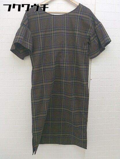 ◇ REAL CUBE リアルキューブ チェック 半袖 ロング ワンピース サイズM ブラウン系 レディース 【中古】 【1104050001631】