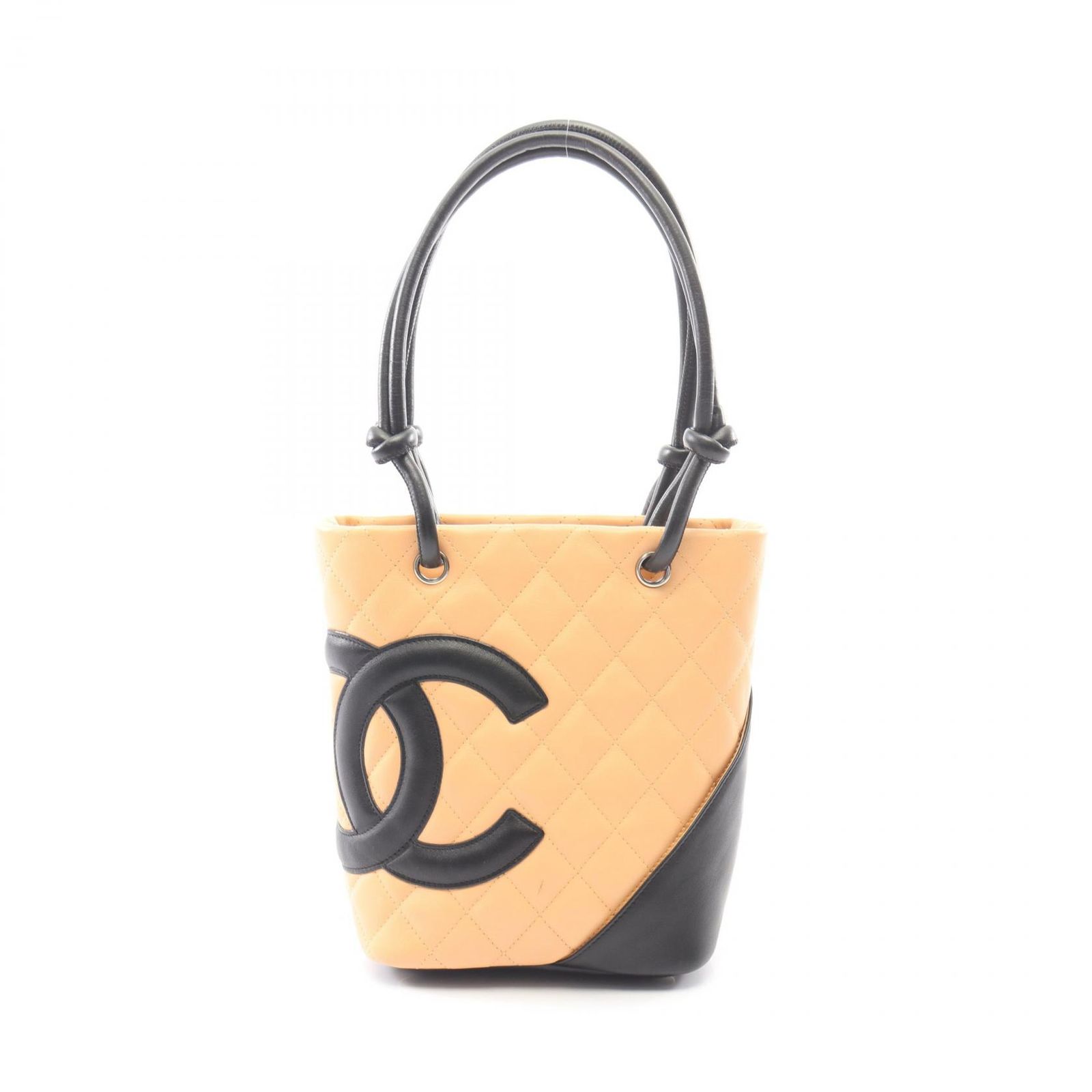 シャネル CHANEL トートバッグ カンボンライン スモール A25166 ベージュ/ブラック レザー カンボンライン スモールトート レディース Used A