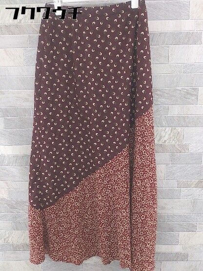 ◇ natural couture ナチュラルクチュール 総柄 ロング スカート サイズF バーガンディ系 レディース 【中古】 【1104050006148】