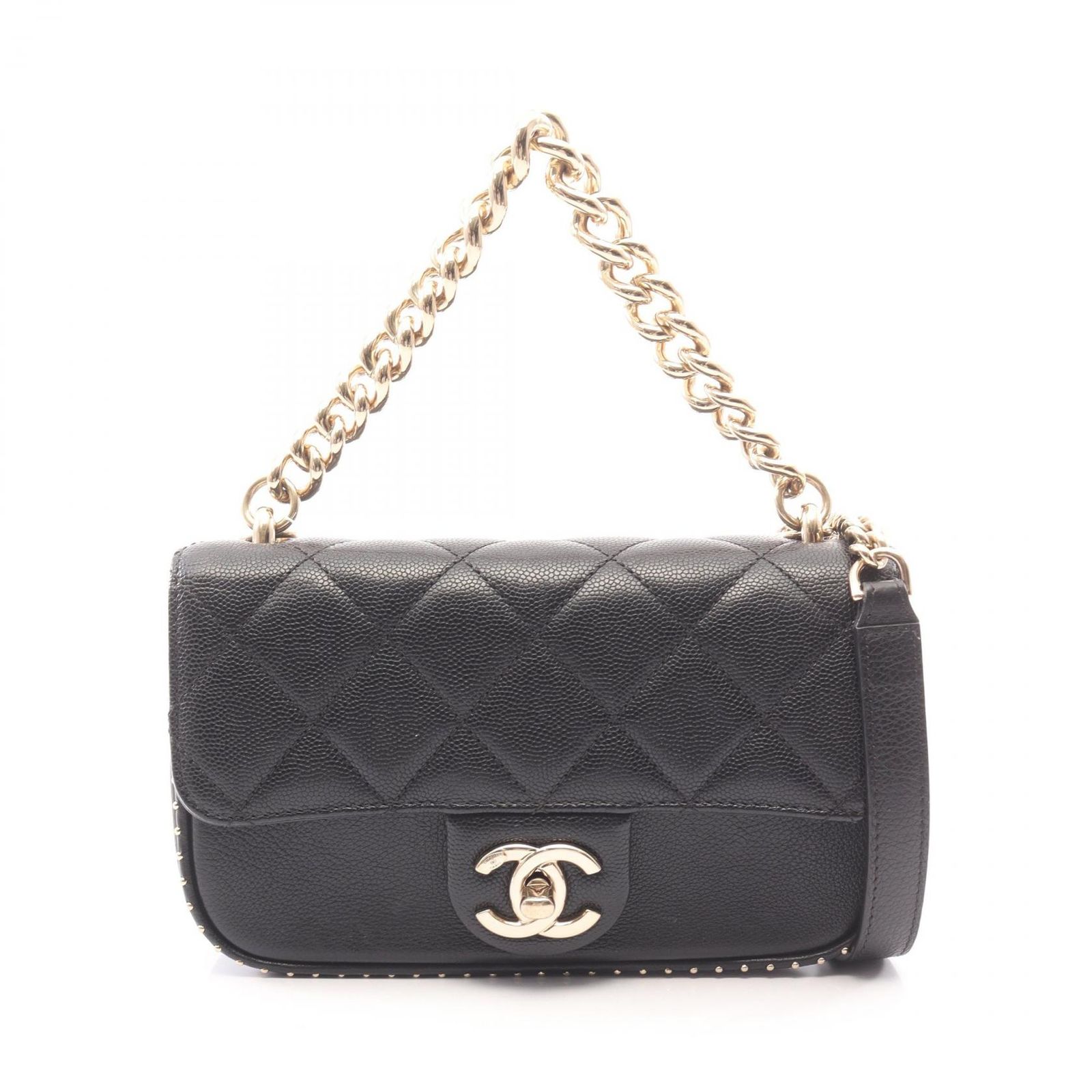 シャネル CHANEL ショルダーバッグ マトラッセ ミニ 2WAY ブラック キャビアスキン(グレインドカーフ) マトラッセ ミニ チェーンショルダー レディース Used A