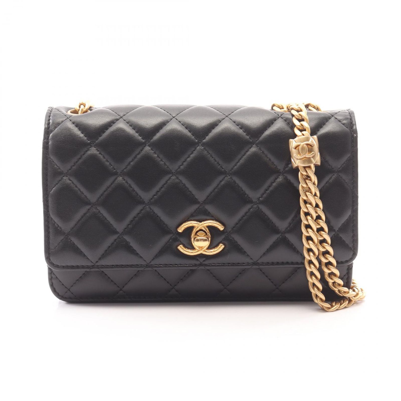 シャネル CHANEL ショルダーバッグ マトラッセ AP3043 ブラック ラムスキン（羊革） マトラッセ チェーンウォレット レディース Used A