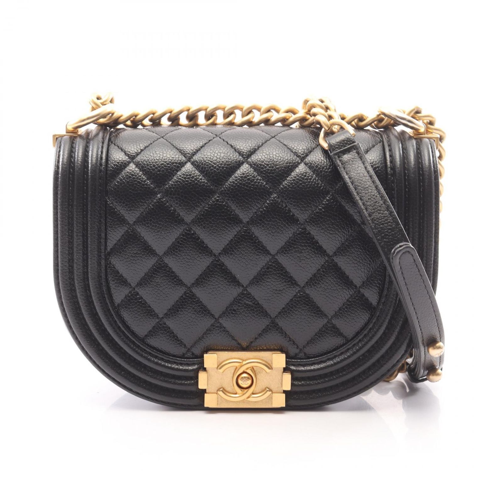 シャネル CHANEL ショルダーバッグ ボーイシャネル スモール AS3350 ブラック キャビアスキン(グレインドカーフ) ボーイシャネル スモール チェーンショルダー